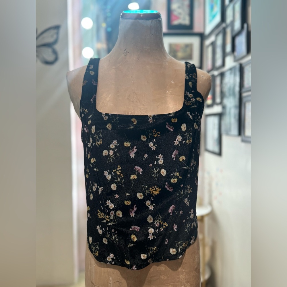 Floral Square Neck Tank Top – Smocked Back Cottagecore Blouse